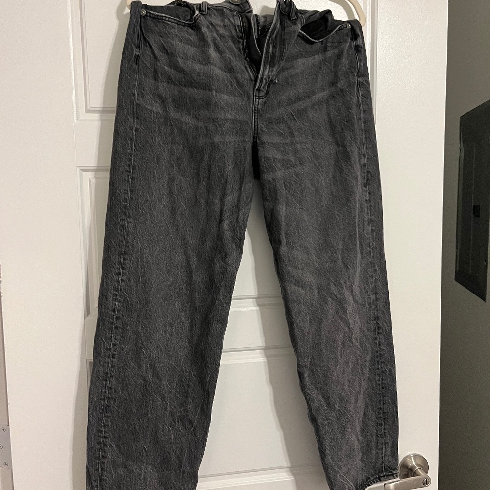 Light wash black wide leg baggy jeans